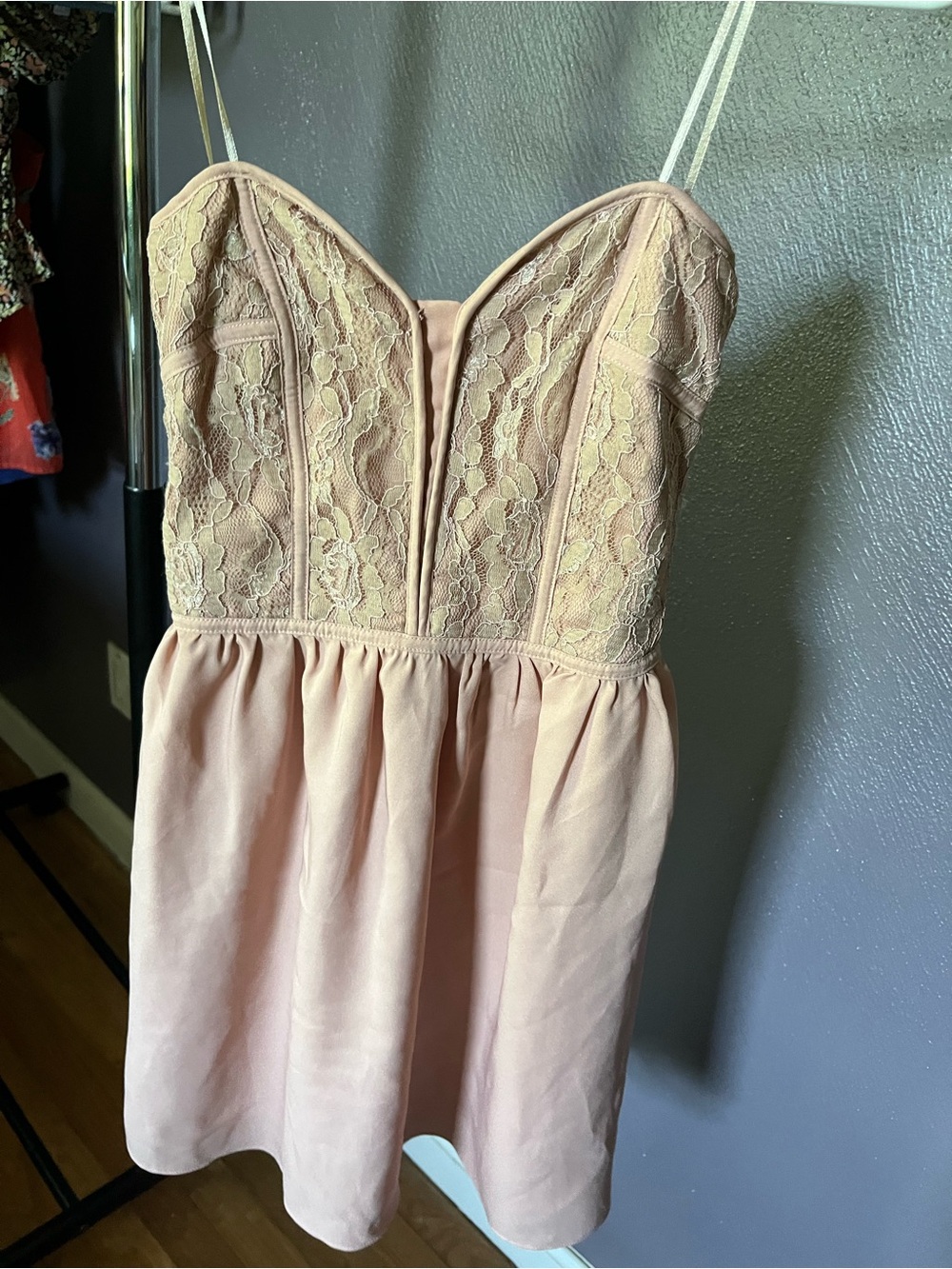 Light Blush Lace Bustier Mini Dress